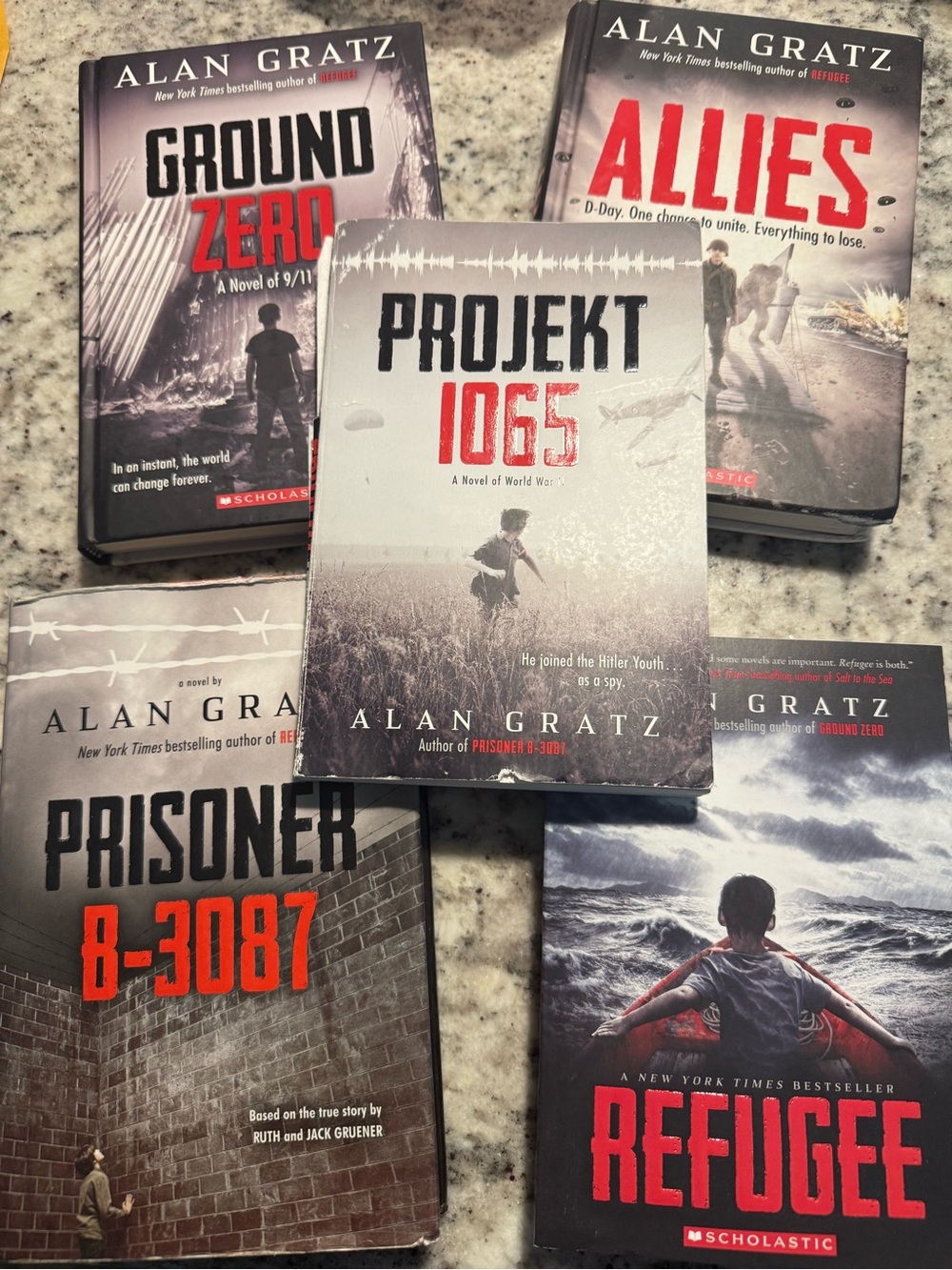 Alan Gratz Paperbacks Bundle - Red/Black/Gray Covers (Set of 5)